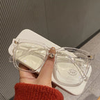 Transparent Computer Glasses Frame Women Men Anti Blue Light Square Eyewear Blackout  Optical Eyeglasses Lenses