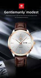 OLEVS 2935 Men Quartz Watch Dual Calendar Luminous Classic Business Watch For Men Fashion Original Waterproof Dress Wristwatch
