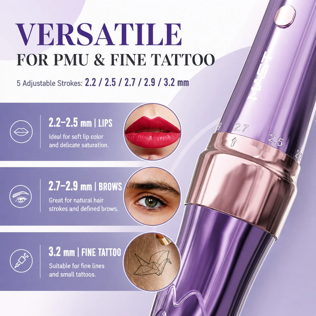 Mast P60 Permanent Makeup Tattoo Machine 5 Adjustable Strokes LED Digital Display Lightweight Design for Eyebrows Eyeliner Lip