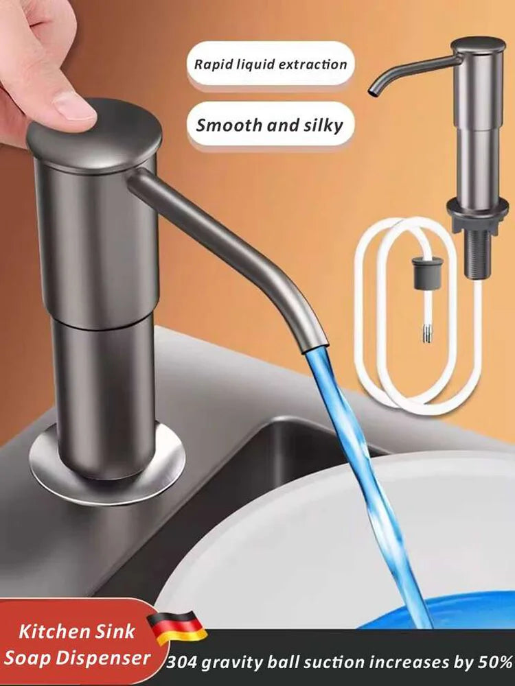 Kitchen Counrtertop Dishes Dispenser with Extention Tube Hand Press Soap Liquid Pump Plastic Soap Dispenser for Sink Accessories
