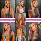 Bone Straight 4/27 Honey Blonde Human Hair 13x4/5x5 HD Transparent Lace Front Wigs Pre Plucked With Baby Hair For Women