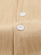 Autumn men's clothing 2025 new item men's solid color cotton and linen shirt stand up collar cardigan long sleeved casual busine