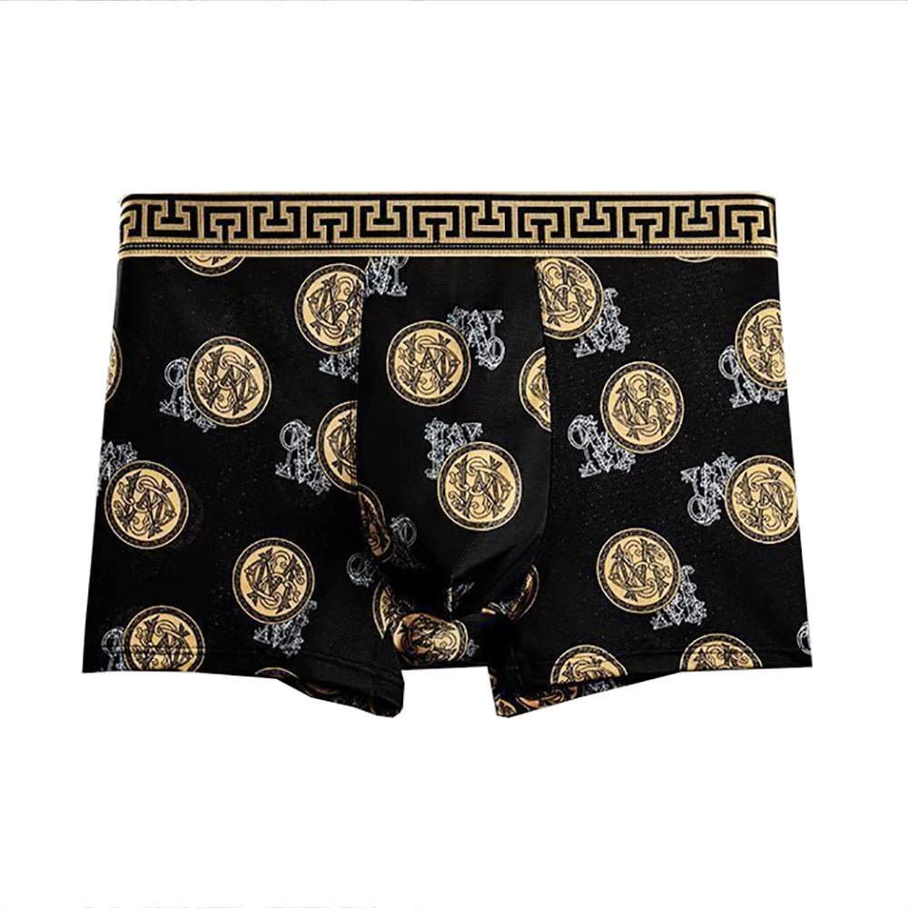 4pcs/set Men's Underwear New Style Boxer Shorts Comfortable Breathable Print Men Underpant Sexy Boys Thin Flat Corner Panties