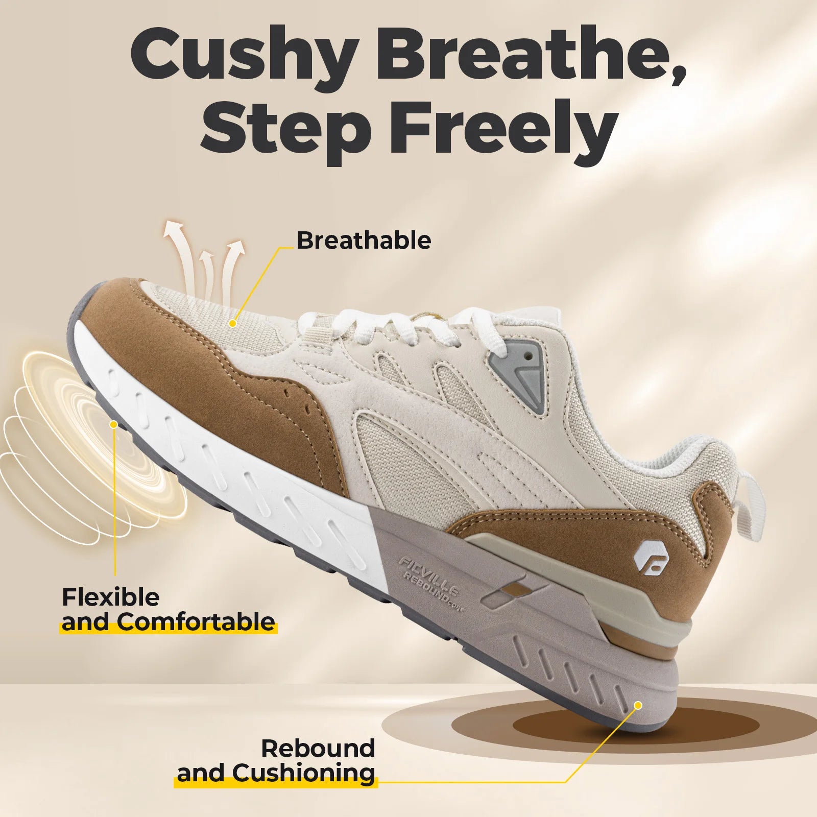 Fitville Extra Wide Walking Shoes for Women Breathable Dad Shoes Retro Casual Sneakers With Arch Support Flat Feet Heel Pain