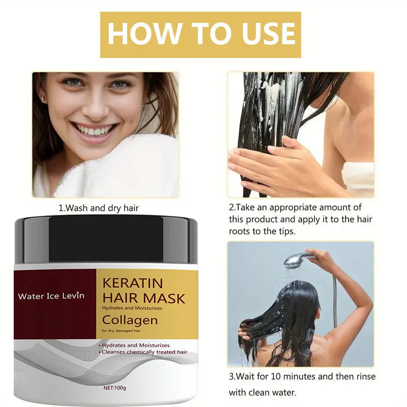 Miracle Hair Mask, Containing Collagen and Keratin - Deeply Nourishing with Coconut Oil - Intense Hydration and Moisturization - Repairs Fine, Thin, Fragile, Dry, and Damaged Hair