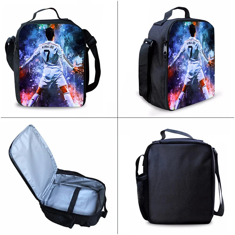 Football Player CR7 Three Piece Set Backpacks For Boy And Girls Best Gifts 3D Cartoon School Backpack For Children