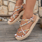 Women Flat Sandals Fashionable Lightweight Sandals Large Size Beach Shoes for Women Summer New Round Head Comfortable Shoes