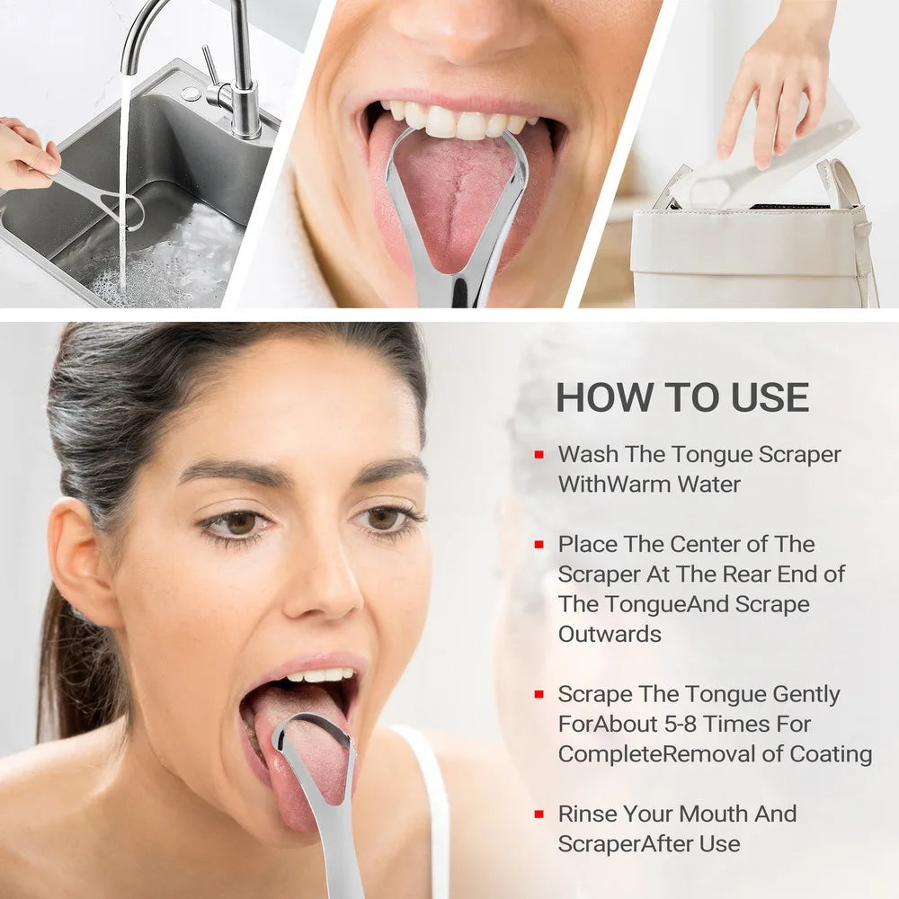 Stainless Steel Tongue 1pc Scraper Tongue Coating Cleaner TongueCoating Brush Cleaning Tongue Coating Removing Bad Breath OralCa