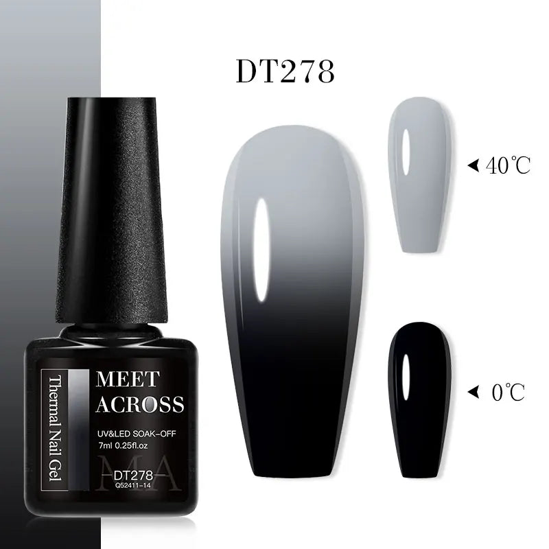 MEET ACROSS 75 Colors Thermal Nail Gel Polish 3 Colors Changing Nail Art Supplies for Manicure DIY Design Long Lasting UV/LED