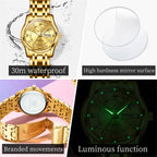 OLEVS 5513 Women's Watches Diamond Dial Dual Calendar Display Stainless steel Ladies Watch