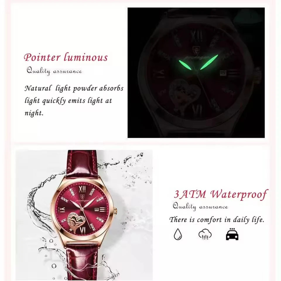 POEDAGAR Luxury Casual Watches For Women Waterproof Calendar Leather Ladies Watch High Quality Fashion Woman's Quartz Wristwatch