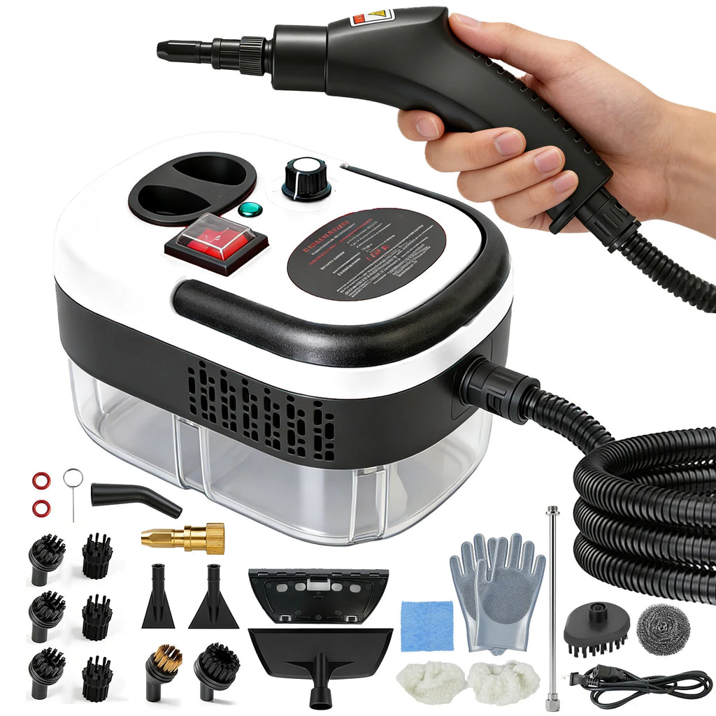 2500W Portable Handheld Steam Cleaner High-Temperature 1200ML Adjustable 105°C 6 Levels 20 Accessories With Brush Heads