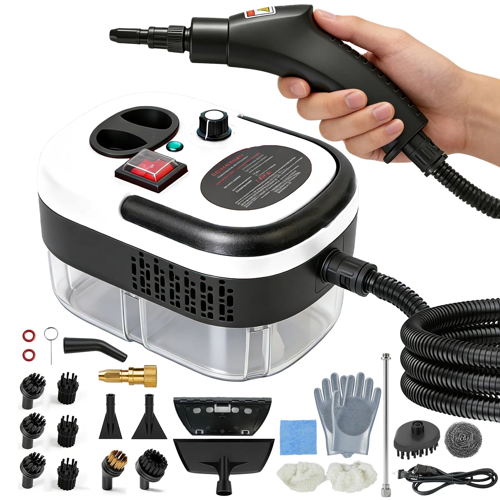 2500W Portable Handheld Steam Cleaner High-Temperature 1200ML Adjustable 105°C 6 Levels 20 Accessories With Brush Heads