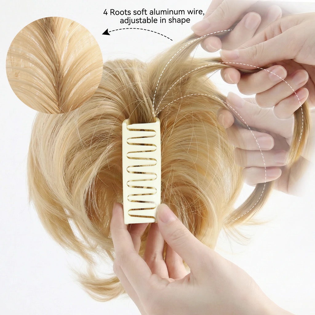 Synthetic Short 10 Inch Straight Claw Clip Ponytail Extensions Blonde Black False Layered Pony Tails Hair Pieces For Women