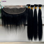 20A Bone Straight Bundle With Closure 4X4 5x5 13x4 Lace Frontal Real Virgin Raw Brazilian Human Hair Weave Bundles 3/4 Bundle