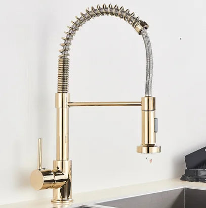 Brushed Nickel/Black Kitchen Faucet Single Handle High Arc Pull down Spray Sink Faucet with Lever Handle in Stainless Steelk