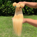 613 Straight Human Hair Bundles Remy Brazilian Blonde 1/3/4 Bundles Deal Bone Straight Human Hair Unprocessed Extension Bundles Brazilian 613 Straight Human Hair for Black Women