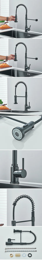 Shinesia Black Kitchen Faucet Stainless Steel Mixer Tap 360 Degree Rotation Stream Sprayer Nozzle Kitchen Sink Hot Cold Taps