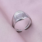 Simple Geometry Fashion Stainless Steel Open Rings For Women Men Accessories Silver Color Heart Sun Round Blank Base DIY Anillos