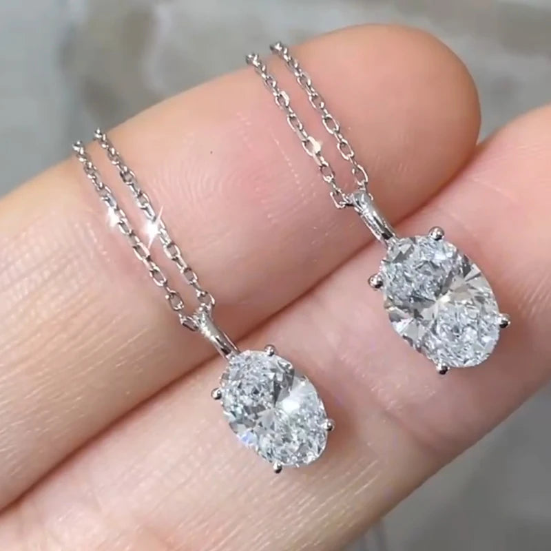 DJMAX Heart&Oval&Emerald Moissanite Necklace 925 Sterling Silver Chains Stylish and Elegant Women's Moissanite Diamond Necklace