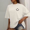 Happy Expression Printed Womens Cotton Short Sleeve Street Hip Hop Tee Clothing All-math Breathable Tops Crewneck Woman T-Shirts