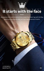 OLEVS Brand Fashion Red Watch For Men Luxury Sport Waterproof Stainless Steel Chronograph Quartz Watches Mens Relogio Masculino