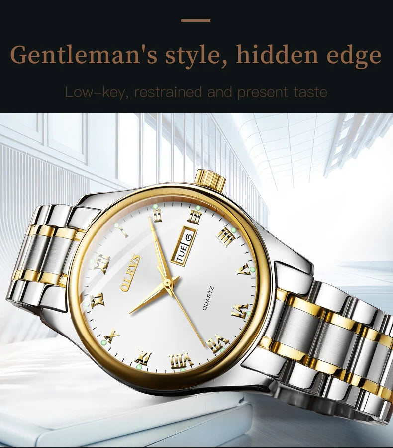 OLEVS 5568 Original Classic Man Watch Calendar Waterproof Steel Strap Luminous  Business Dress Men's Quartz Wristwatches
