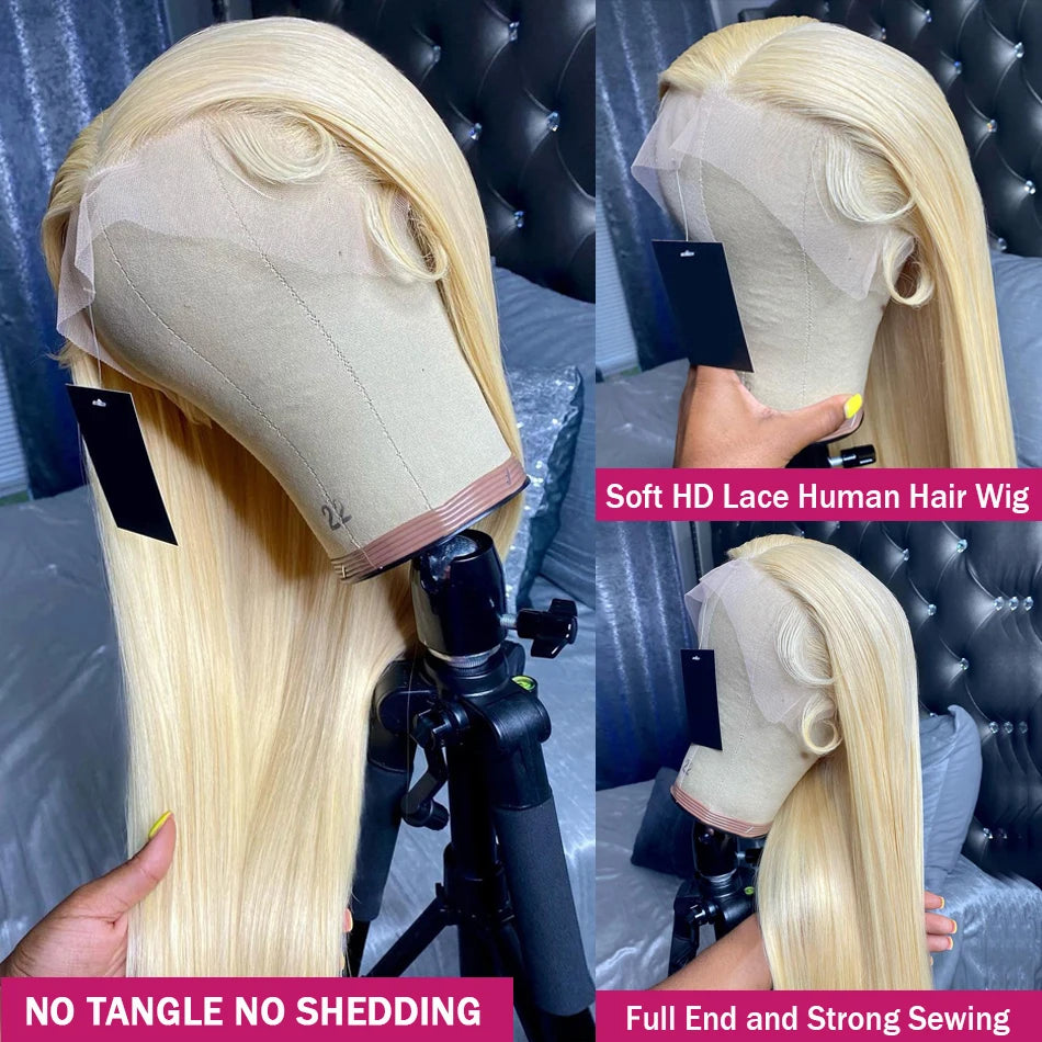 613 Blonde Lace Front Wig Human Hair 13X6 Hd Lace Frontal Wig 13X4 Straight Lace Front Wigs 4X4 Closure Wig For Women 30 38 Inch