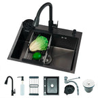Matte Black 304 Stainless Steel kitchen Sinks Cold And Hot Water Mixer With Soap Dispenser And Cup Washer