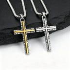 Hammer Pattern Cross Necklace for Men,Retro Grey Stainless Steel Cross Pendant Necklace, Stylish Jewelry Gift for Him Dad