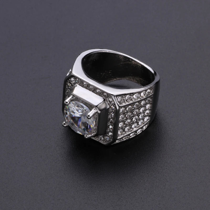 Milangirl New Hip Hop Rock Rings Men Luxury  Rhinestones Zircon  Women Wedding Party