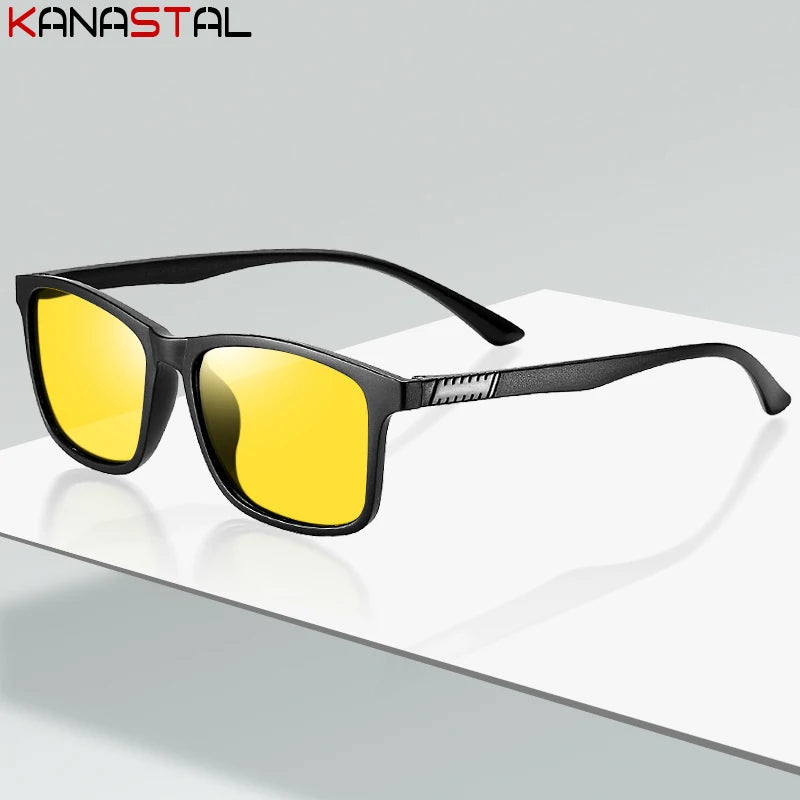 Men Night Vision Sunglasses UV400 Polarized Sun Glasses Women TR90 Eyeglasses Frame Driving Cycling Anti Glare Shade Eyewear