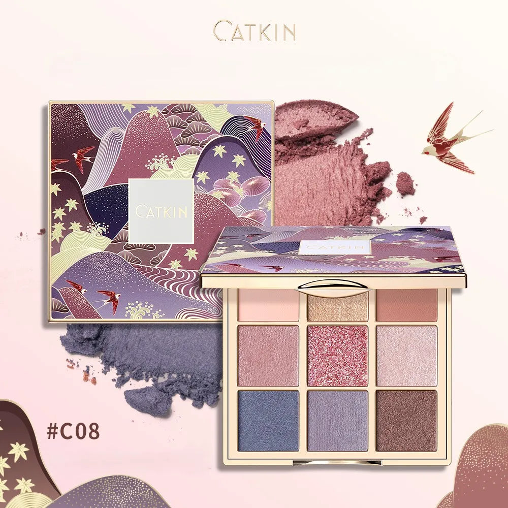 CATKIN Eyeshadow Palette, Matte Shimmer 9 Colors, Highly Pigmented, Creamy Texture, For Halloween Cosplay & Gothic Party Makeup