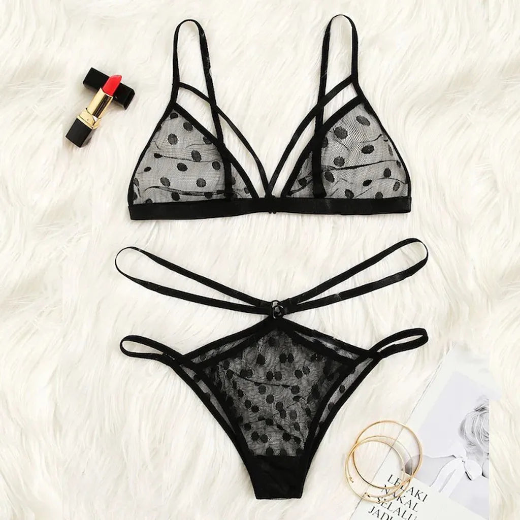 2pcs Bra Sexy Panties Set Women Backless Sling Lingerie See Through Erotic Clothing Temptation Brassiere And Thong Set Nightwear