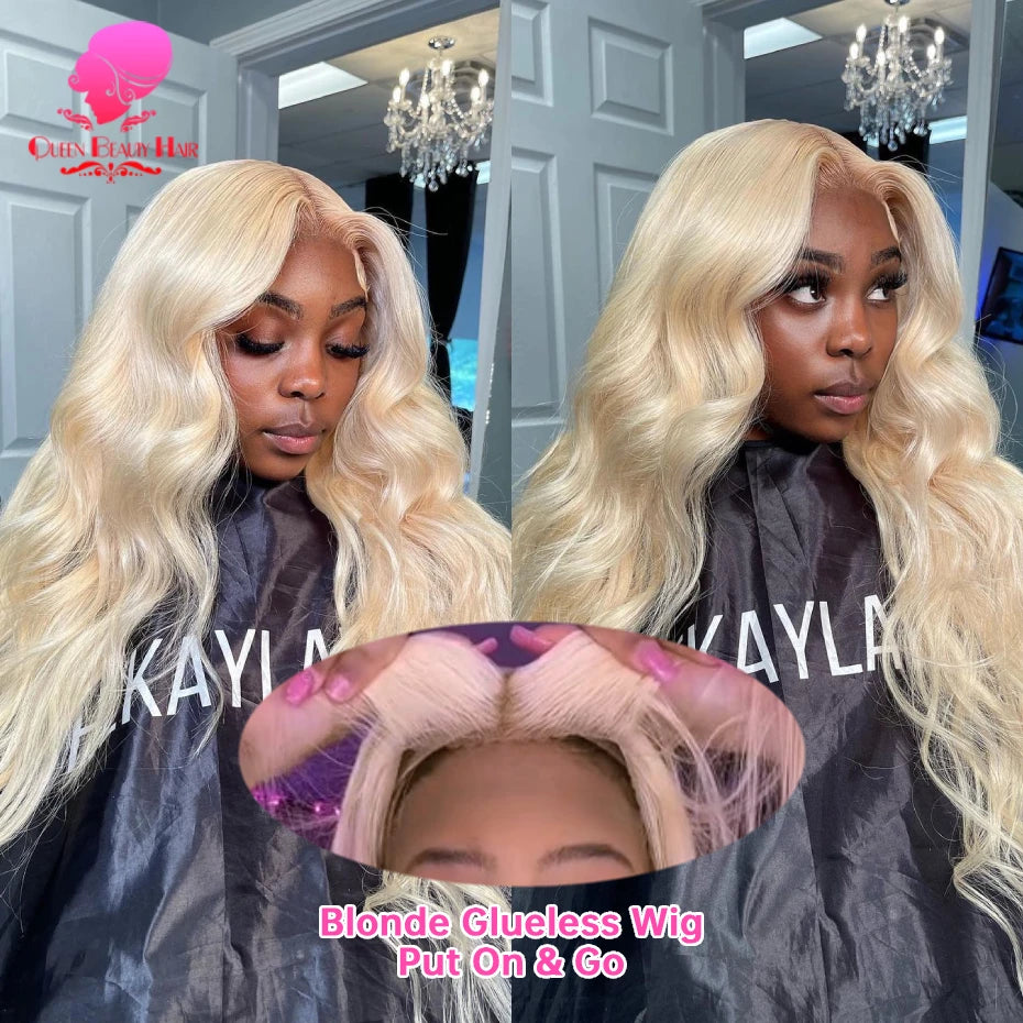 613 Glueless Wigs Human Hair 5x5 Lace Closure Wig Bone Straight Blonde Pre Plucked Glueless Wig Remy Human Hair Wigs Ready To Go