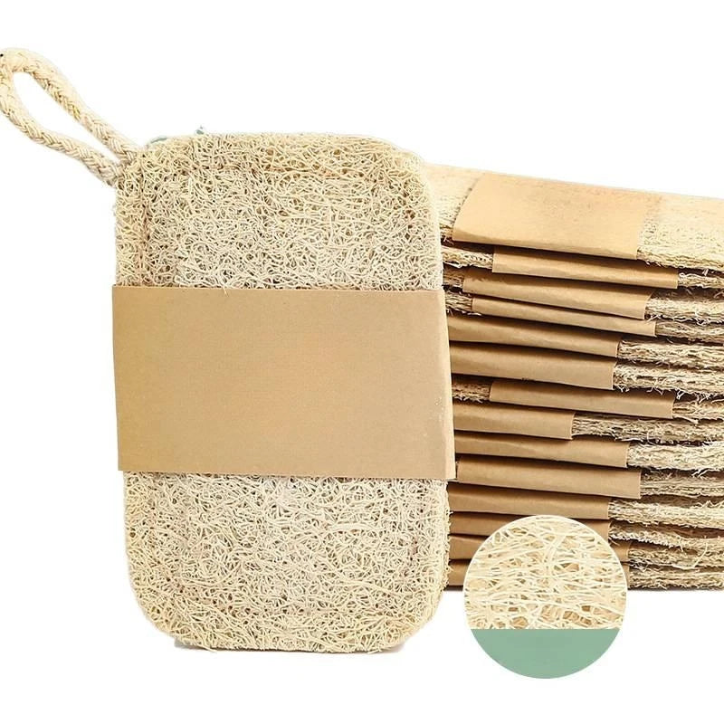 1/6pcs Natural Loofah Exfoliating Sponges - Gentle Body Scrubber for Shower & Bath, Bamboo Fiber Cleaning Pads