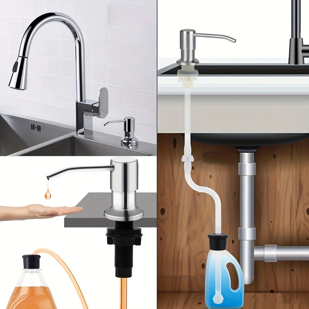 Sink Soap Dispenser for Kitchen Sink, Countertop Built in Sink Soap Dispenser with 40 Inch Extension Tube Kit