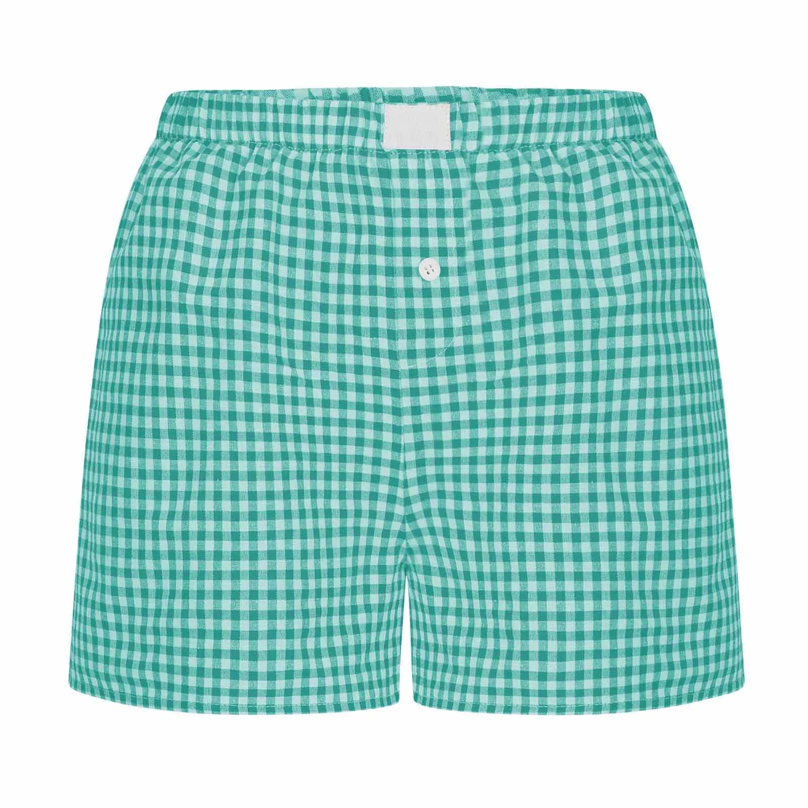 Youthful Summer Women's Casual Plaid Shorts Teenage Girls Elastic Waistband Lace-Up Classic Versatile Fashionable Summer Shorts