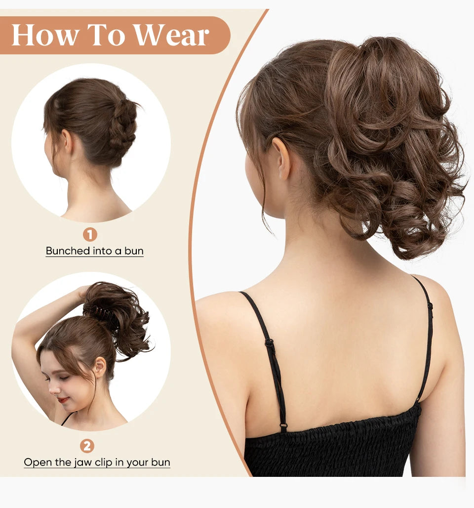 Synthetic Diy Claw Clip In Ponytail Hair Extensions Hairpiece Hair Bun Fake Black Blonde Natural Hair False Pigtail for Women