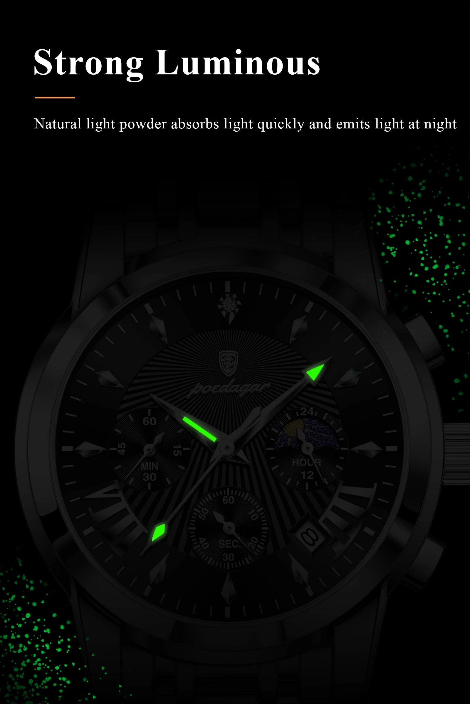 POEDAGAR Original Military Men Watches Waterproof Luminous Date Chronograph Man Watch Stainless Steel Men's Quartz Watches Reloj