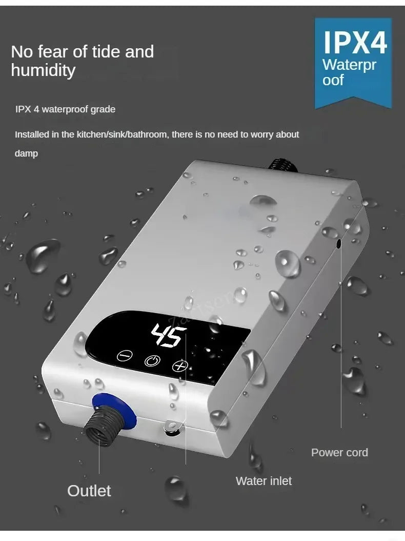 Instant Water Heater 220V5500W Portable Electric Heaters for Bathroom Hot Water Shower and Home Kitchen Heating