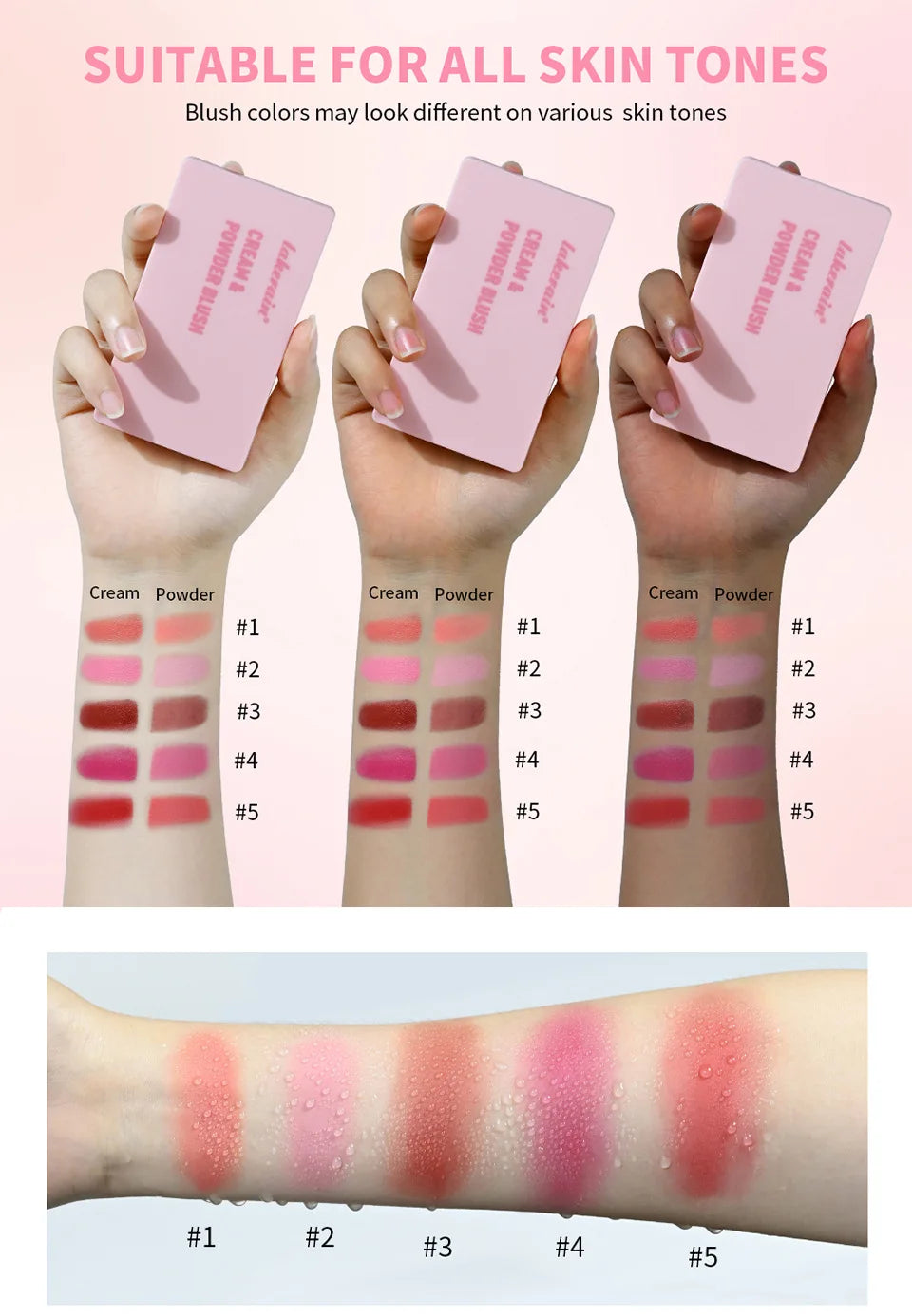 Matte Cream/powder Blush 2-in-1 Natural Moisturizing Waterproof Longlasting Shimmer Cheeks Rouge Highly Pigment Makeup Cosmetics