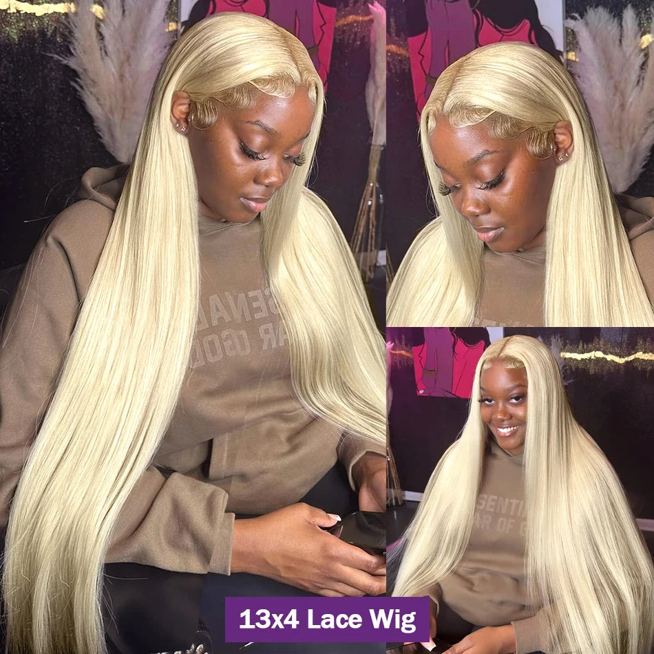 613 Blonde Lace Front Wig Human Hair 13X6 Hd Lace Frontal Wig 13X4 Straight Lace Front Wigs 4X4 Closure Wig For Women 30 38 Inch