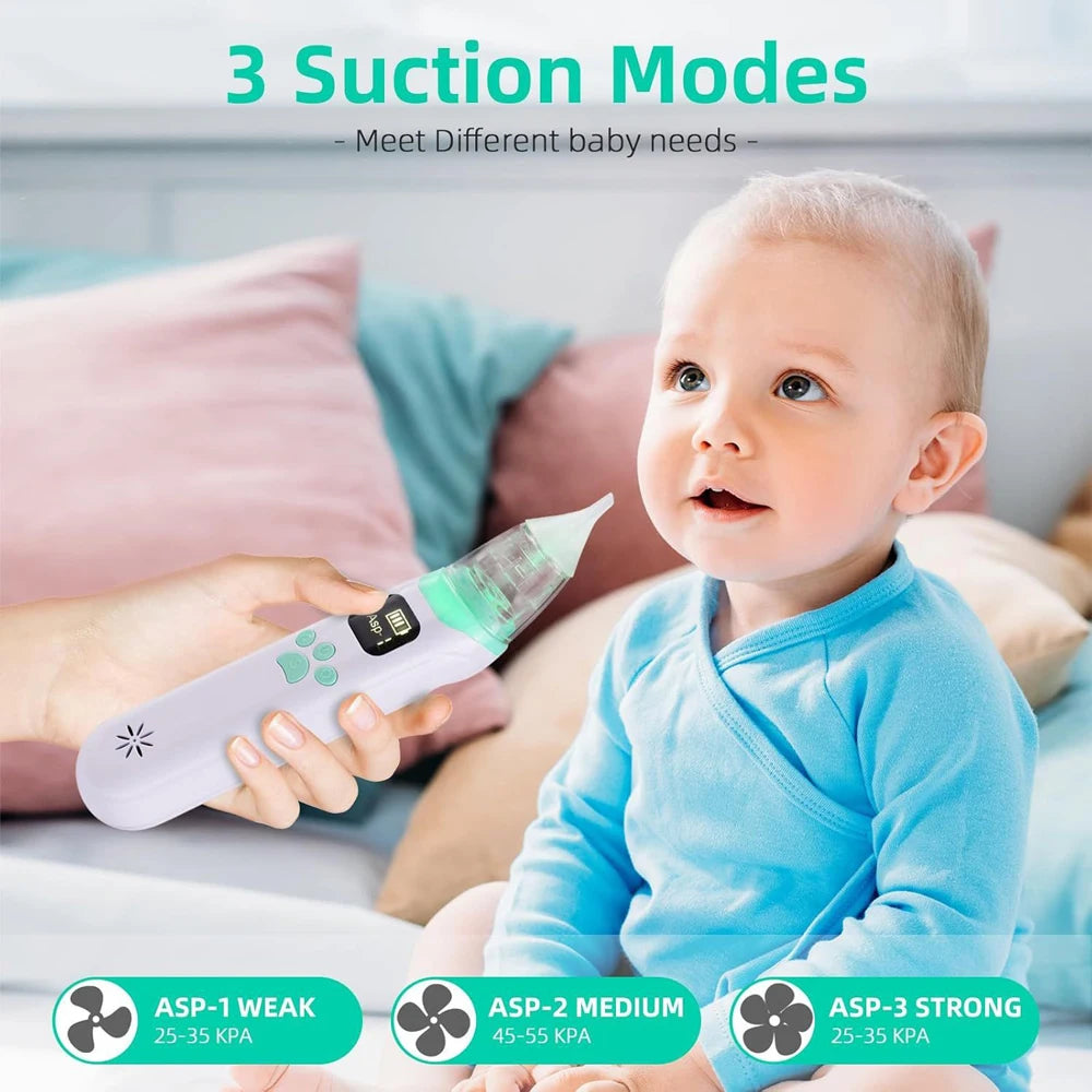 Electric Nasal Aspirator Snot Sucker for Babies And Kids Nasal Care Cleaner USB Rechargeable Nasopharyngeal Secretion Extractor