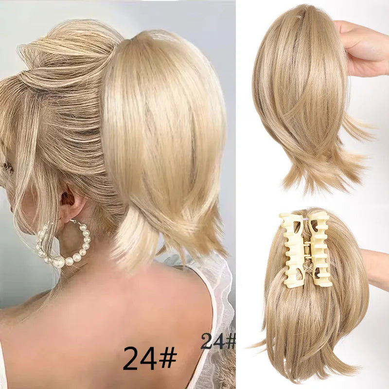 Women's Elegant Claw Messy Bun HairPiece Scrunchies Synthetic Straight Chignon Ponytail Clip-in Hair Extensions