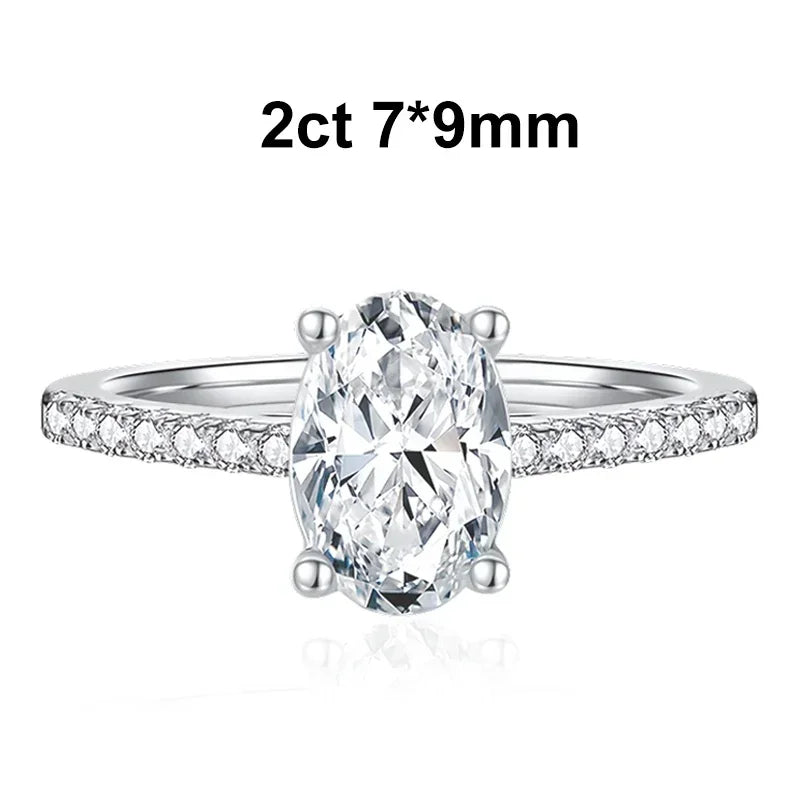NeeTim 1ct 2ct Oval Cut Moissanite Ring for Women 925 Sterling Silver with Gold Plated Lab Diamond Rings Bands Fine Jewelry Gift