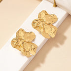 Fashion Irregular Pleated Metal Texture Earrings for Women Vintage Stainless Steel Geometric Dangle Drop Earrings Trendy Jewelry