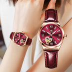 OLEVS Luxury Brand Skeleton Heart Dial Automatic Mechanical Women Watch Ladies Watches Ladies Waterproof Wristwatch Female
