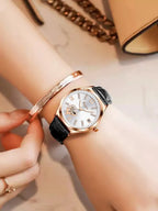 RUIXINE Fashion Woman Watches Waterproof Luminous Date Leather Quartz Wristwatch Elegant Dress Ladies Watch For Woman's Gift