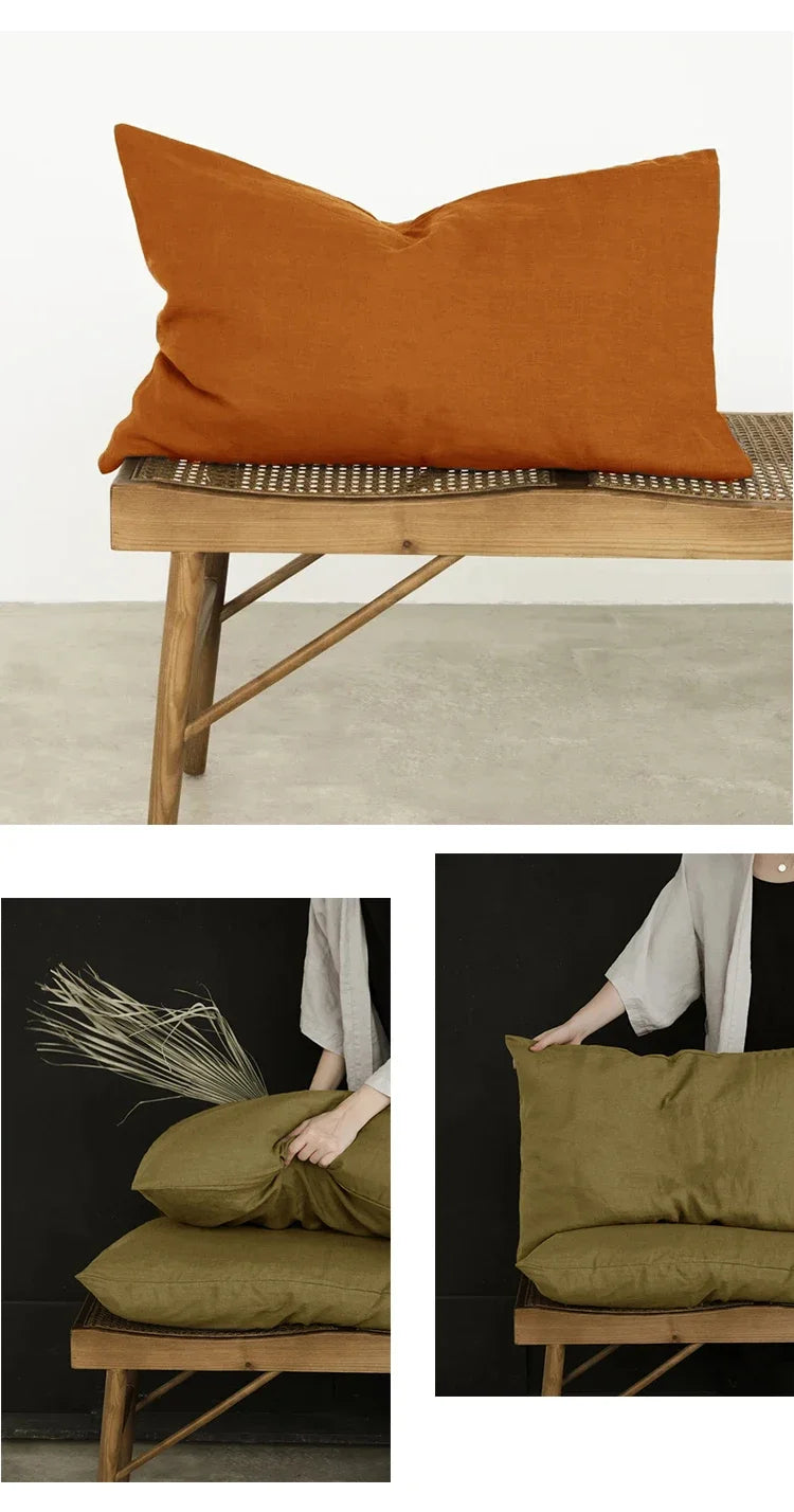 Linen Pillow Cases 100% French Natural Flax Soft Linen Envelope Pillowcases for Throw Pillows Soft and Durable All Season